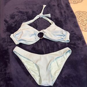 Stylish Light Blue Bikini with Ring Detail